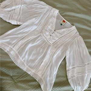 White FARM Rio Lace Trim Blouse